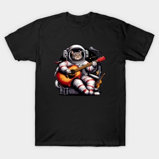 Cat astronot Playing Guitar T-Shirt